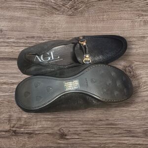 AGL Black Loafers with Gold Detail